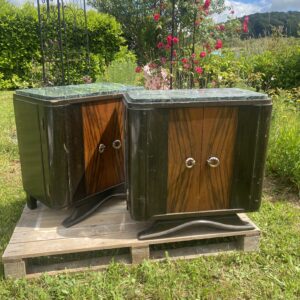 Table de nuit bicolore avec marbre 1940